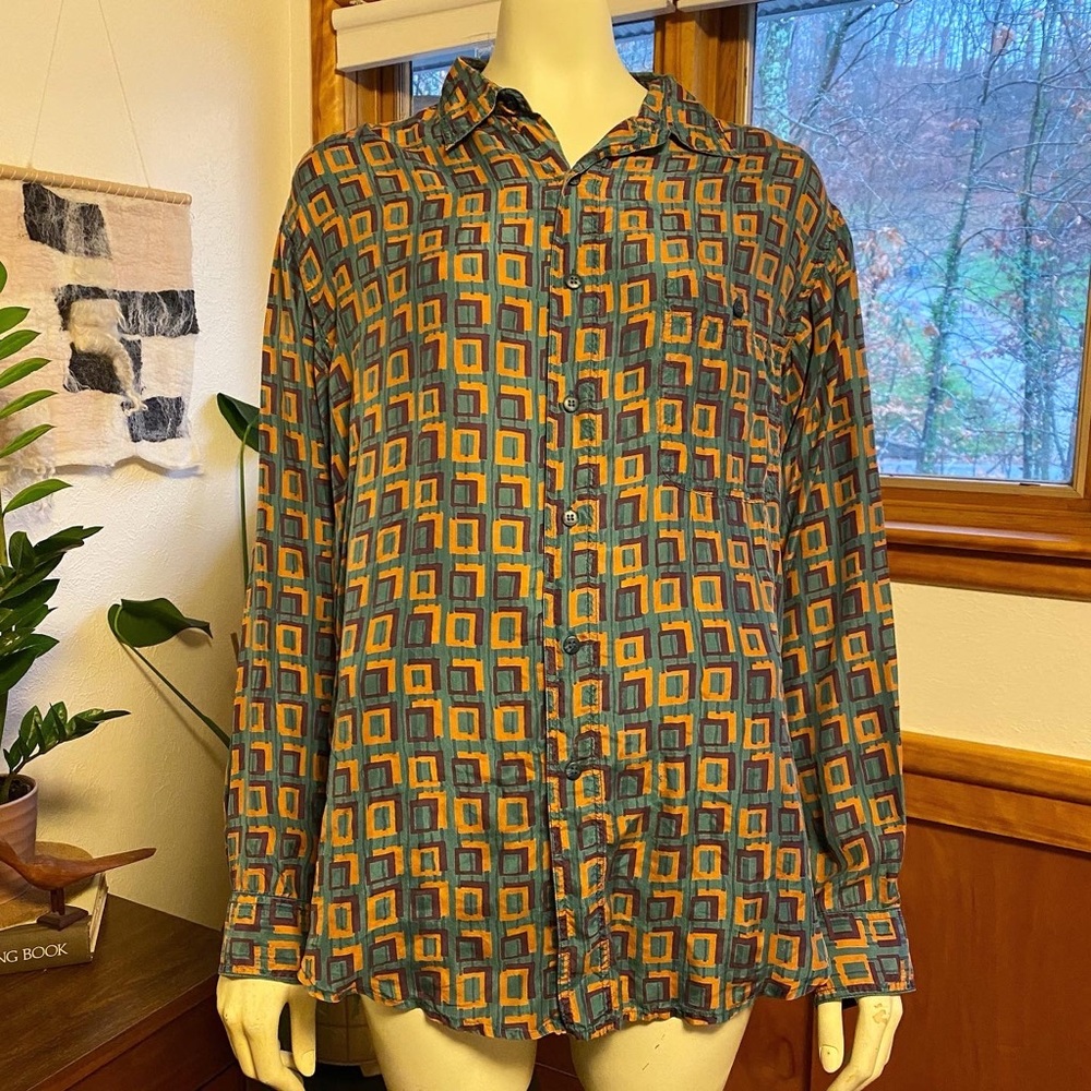 Vintage Creative Edge Silk Shirt Vaporwave Style